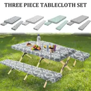 PVC Picnic Tablecloth Set Table Cover Bench Cover for Outdoor Camping Party