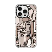 iPhone 16 Pro Clear Case MagSafe Compatible FACE MOSAIC SKETCH 1 DARK SKIN IPHONE, ABSTRACT MINIMAL PEOPLE ILLUSTRATION By Ebi Emporium