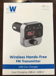 NEW Just Wireless Bluetooth FM Transmitter with USB-C and USB-A Charging Port -