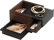 Umbra 1005314-048 Mini Stowit Jewelry Box, Walnut/Black, 3 Pieces