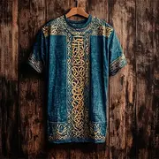 Men's T Shirt Tee Short Sleeve Shirt Tee Top Short Sleeve Crew Neck Summer Tribal Vintage Designer Basic Print Vacation Street Going out Blue Dark Blue Top Tee