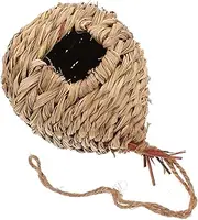 FONDOTIN Straw Woven Bird Nest Natural Bird House for Garden Decor Comfortable Nesting for Parrots Canaries and Larks Breathable Design for Year Use