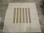 Nordstrom at Home Fabric Tablecloth Beige Polka Dot Striped 42" x 42" Square NEW