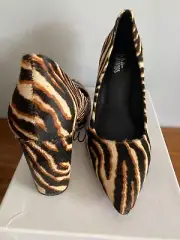Wittner 'Hether' Choc Zebra Pony Hair Leather with Block heel - Size 38 Unworn