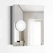 Mirror cabinets Stainless Steel Bathroom Cabinet Multi-Layer Storage Shelf Mirror Above Toilet 3 Times Magnifying Glass (Color : Silver, Size : 46 * 56 * 13cm)