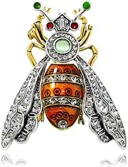[Generic] Moth Bee Brooch Pin for Women Men Fashion Exaggerated Big Crystal Red Green Enamel Insect Animal Brooches Lapel Pins Delicate Dress Accessories Christmas Birthday Holiday Party Jewelry