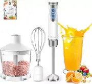 800w Immersion Blender Handheld, 4-in-1 Hand Stick with 6-Speed+Turbo, Mixing