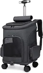 Pet Trolley Case, Shoulder Bag, Out And About Convenient Pet Bag, Universal For Dogs And Cats, Breathable Design, Can Be Backed And Pulled, Large Capacity Space, Strong And Durable(Dark Gray)