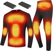 [IMYOGI] Cozy Electric Thermal Underwears Set, 3-Level Temperature Heating Base Layer Shirt and Pant Men Women Long Johns Suit