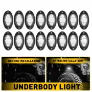 16pods White Rock LED Light Underbody Rig Trail Glow Lamp For Offroad SUV Pickup
