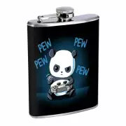 Panda Gamer Em1 Flask 8oz Stainless Steel Hip Drinking Whiskey