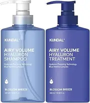 KUNDAL Hyaluronairy Volume Shampoo and Conditioner [Blossom Breeze] Set Korean Hair Care, K-Beauty, For All Hair Types, For Volume Hair Care, For Men and Women 500ml (Pack of 2)