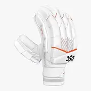 DSC Krunch David Warner Autograph Cricket Batting Gloves | Color: White | Size: Boys Left Hand | Material: Leather | Premium Quality | Multi-Flex Pre-Curved Construction | Airflow Gusset