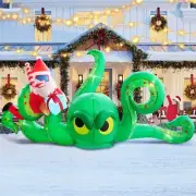 UniqSeason 12FT Christmas Inflatables Green Octopus with Santa and Gift Box, ...