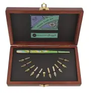 MANUSCRIPT ROUND HAND WOODEN BOX SET DELUXE CALLIGRAPHY DIP PEN 11 NIBS 4601