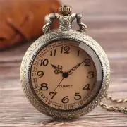 Unique Tea Glass Cover Pocket Watch Quartz Movement with Chain Women Men Gifts