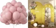 Gold Arch Backdrop Stand, Pink Balloons Set, 6.6FT+5.5FT Wedding Backdrop Arc...