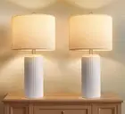 Bedside Lamps Set of 2, 60cm Tall Ceramic Table Lamps with 3 Color Temperatures