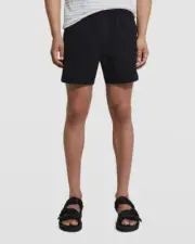 $165 Theory Men's Black Jace Splash Seersucker Swim Trunks Shorts Size L