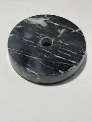 Vintage 3 1/2 Round Black Marble Lamp Base for Restoration - Made in Italy : NOS