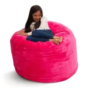 Ultimate Sack 3ft Bean Bag Chair, Oversized Indoor Comfy Lounger, Pink Fur