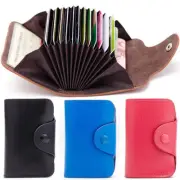 Leather ID Card Holder Wallet with Hasp for Men Women Front Pocket RFID Blocking
