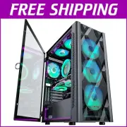 Stylish ATX Gaming PC Case with 6 Pre-Installed ARGB Fans & Easy Access Panel