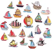 Gadpiparty 23Pcs Cartoon Sailboat Embroidery Applique Patches DIY Cloth Stickers for Clothing Repair and Craft Decoration Sewing Accessories