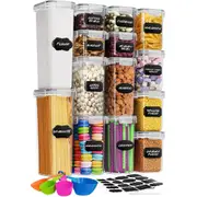 Stelive 14 PCs Food Storage Container Set, Leak Proof Lunch Boxes, BPA-Free Clear Plastic Storage Containers for Home & Kitchen Organization with Labels & Pen