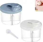 MXYZQDE Pack of 2 Milk Powder Storage Box, Milk Powder Scoop with 5 g Measuring Spoon, Rotating Powder Container for Traveling/Visiting/Shopping