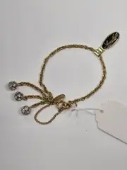 Miriam Haskell rhinestone dangle bracelet-w/original tags-goldtone-safety chain