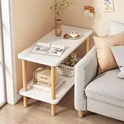 Fohouse End Table, Side Table, Nightstand Bedside Table, 2-Tier Storage Shelf for Small Spaces, Bedroom, Living Room, Entryway, Farmhouse, Easy Assembly, White