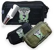 [Victor and Valor] Toiletry Bag and Beard Comb for Bearded Men - Military Survival Bag, Tactical Molle Dopp Kit for Men, Water-Resistant, Shaving Grooming Bag for Adult for Travel, Black, Black, Men's