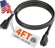 4 FT 16 Gauge Black Indoor Outdoor Extension Cord Waterproof Flexible Cold We...
