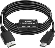 HOXIBSL PS2 to HDMI Converter Adapter,with 3.5mm Audio Jack.HDMI Cable for PS1/PS2/PS3,Support 16:9/4:3 Image Scaling,Plug and Play （6.56FT）