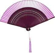 EXAOMBLE Charming Chinese Folding Fan Hand Fan Tassel Bamboo Material Accessory