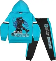 [Marvel] Avengers Spider-Man Black Panther Miles Morales Boys 2-Piece Fleece Sets, Fleece Hoodie and Pants Bundle Set for Boys, Black Panther, 7