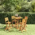 5 PCS Wooden Outdoor Bar Set Outdoor Foldable Table & Chairs Patio Furniture