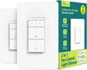 Smart Wi-Fi Ceiling Fan & Light Switch, Alexa/Google Compatible, 2-Pack