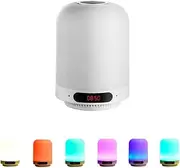 MIUSI[NEWEST] New MULTIFUNCTIONAL Bluetooth Speaker Lamp, Portable Wireless Bluetooth Speakers, FM Radio Player, Alarm Clock,Touch Control, Color LED Speaker, Bedside Table Light, hand-free Speakerphone/TF Card/AUX-in Supported (White)