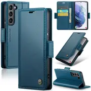 CaseMe Samsung Galaxy S22 5G Folio Wallet Case Cover Side Closure S901 [Blue]