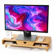 Homerays Bamboo Monitor Stand Riser, No Assembly Required, Ergonomic Bamboo Wood