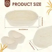 2Pcs Bread Proofing Basket with Cloth Liners 10 inch Oval Bread Banneton tyIDZ