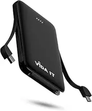 [Vida IT] Pocket Size Power Bank Battery Pack for Heated Jacket Scarf Vest Portable Charger for Samsung Galaxy S21 S20 S10 S8 A51 Android Mobile Phone Power Pack with Built-in Cable, USB Phone Charger