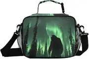 Aurora Night Sasquatch Insulated Lunch Box for Women Men - Ideal for Work, Picnics - Includes Adjustable Shoulder Strap