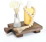 Honeydak Wood Pedestal Stand Riser Wood Tray for Bathroom Home Kitchen Sink Holder Wooden Soap Holder for Bottles Plant Makeup Tissues Candles Guest Towels Vanity Plate Jewelry Soap Decor (Brown)