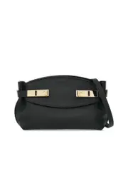 Ferragamo Jet Black Leather Shoulder Bag