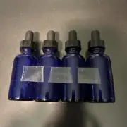 4 Glass Dropper Bottles, Essential Oils, Cobalt Blue