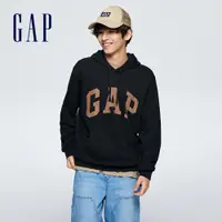 在飛比找蝦皮商城優惠-Gap 男女同款 Logo帽T 碳素軟磨法式圈織系列-黑色(