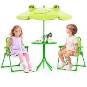 Costway 4PCS Picnic Set Outdoor Activity Table w/Height Adjustable Umbrella Patio Furniture Green